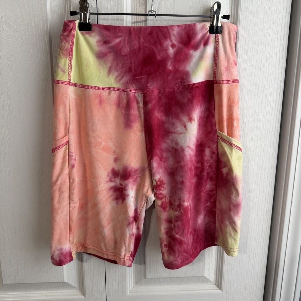 True Craft Multicolor Tie Dye Biker Shorts With Pockets Women's Size Large Comfy
